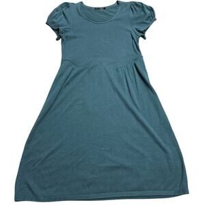 Peruvian Connection Knit Dress Cap Sleeves Midi Pima Cotton Womens Size XL Teal